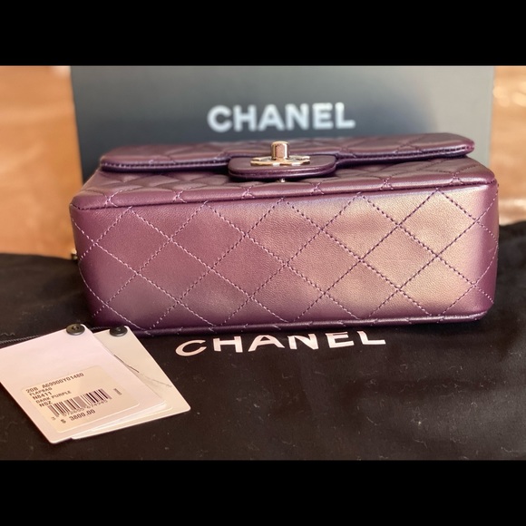 Classic Flap Dark Purple Quilted Rectangular Mini - Picture 5 of 16